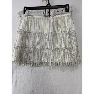 Nylon Apparel Rhinestone White Fringe Skirt Taylor Swift Size Large